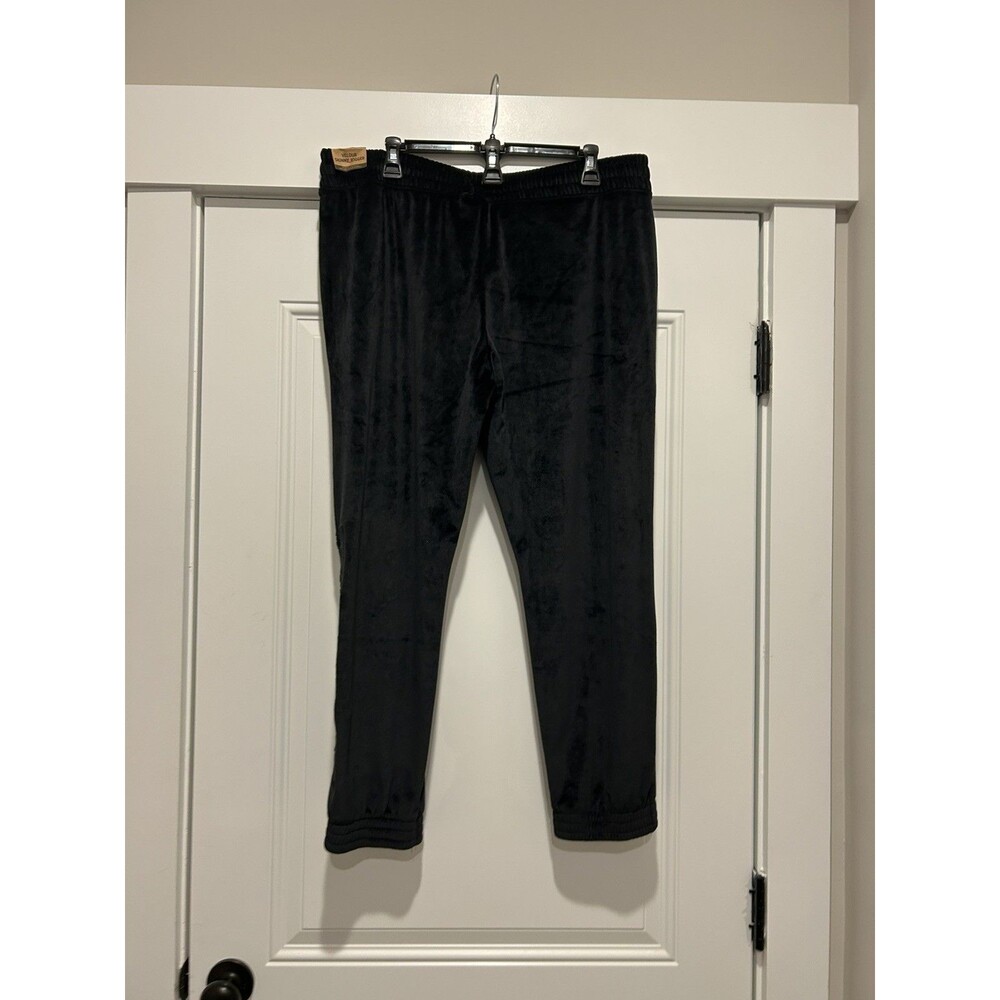 New PINK Victoria’s Secret Women’s Black Velour Jogger Pant Pockets Size XL Cozy
